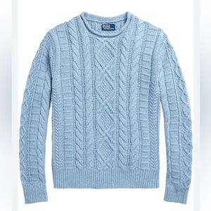 Polo Ralph Lauren blue cotton cable knit sweater chunky knit long sleeve top NWT